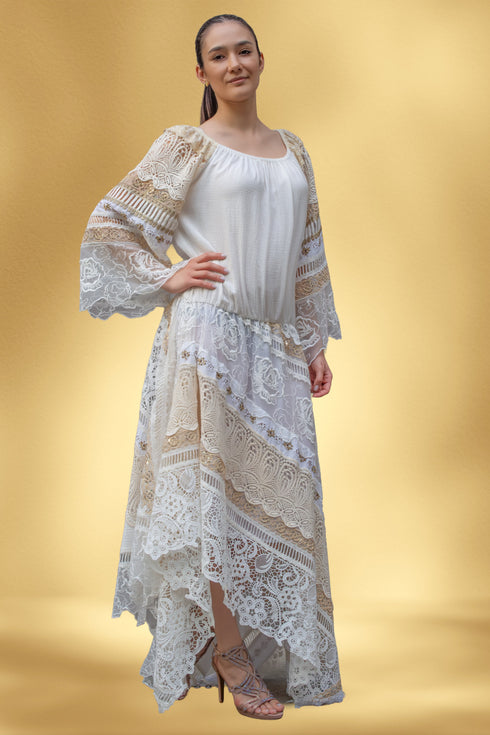 Rochie vaporoasa din vascoza si dantela – CTN-63